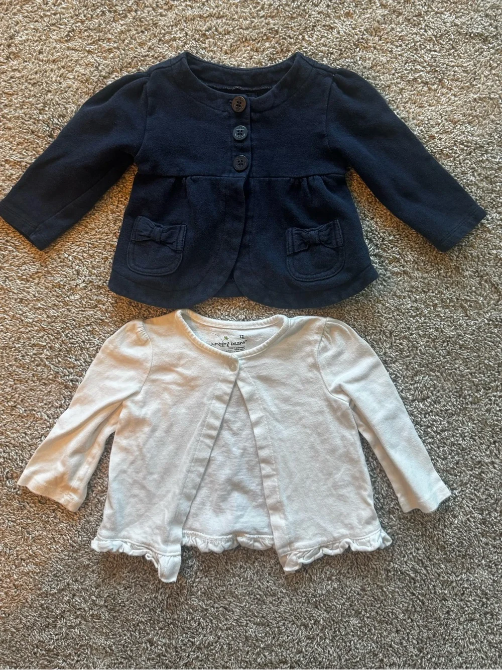 GAP Baby Girl Cardigan Set Navy & White Button Front Sweaters Bundle size 12M
